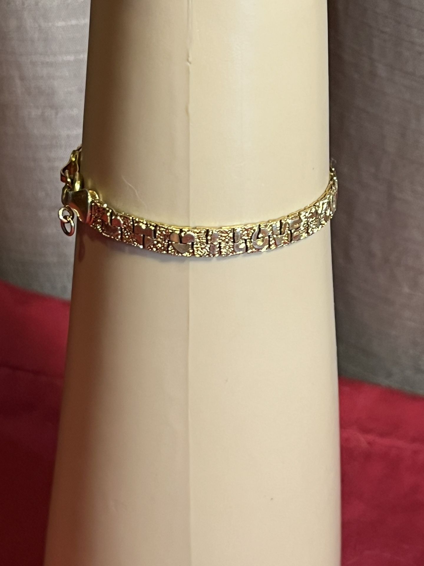 Gold Tone Nugget Link I Love You Bracelet