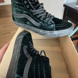 Vans Green Velvet High Tops Sk8-hi 11.5 