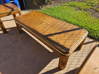 Wood Coffee Table with Gold Trim Detail