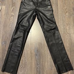 Street Legal Men's Black Leather Straight Leg Pants Size 30 Button Pockets