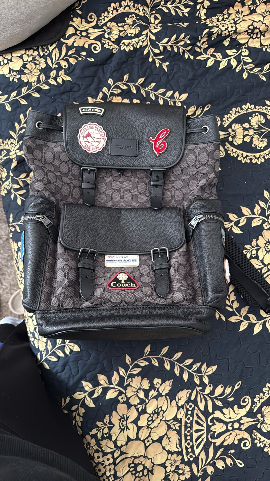 Coach Sprint Backpack Signature Jacquard With Ski Patches VERY RARE* AUTHENTIC