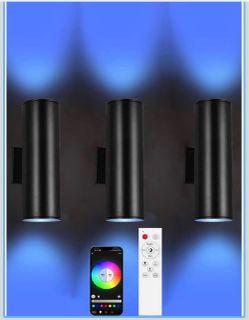 Up Down Outdoor Lights,Remote Control RGB Color Changing RGBCCT Sconces Wall Lighting Exterior Light Fixture - 2 Light Bulbs A19 Included,Outdoor Ligh