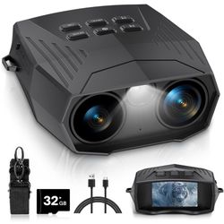 Night Vision Goggles - 5K Night Vision Binoculars for Adults, 5000mAh Rechargeable Infrared Binoculars with 3'' Large Screen, 10X Digital Zoom Externa