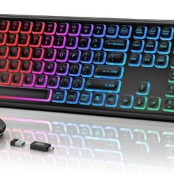 SABLUTE Wireless Keyboard and Mouse Backlit, Quiet Light Up Keys