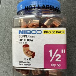 Nibco 1/2”  Copper 90° Elbows 50 Pack
