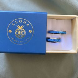 Titanium Rings With Opal Inlay