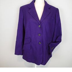 RALPH LAUREN PURPLE SILK COTTON COLLAR TAB EQUESTRIAN BLAZER JACKET SIZE 16