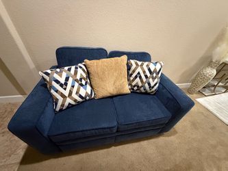 Blue Fabric Loveseat Sofa
