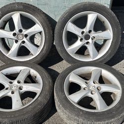Mazda 17 Inch aluminum wheels with old tires 5x114.3mm Lug pattern