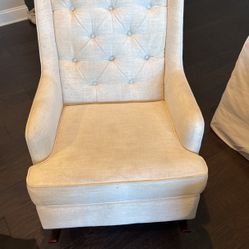 Gently Used Cream/White Upholstered Rocking Chair