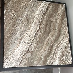  Pair Of Antique Black Lacquer Coffee Tabke With Faux Marble On Top