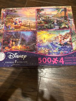 Disney Thomas Kinkade 4-in-1 Jigsaw Puzzles 500 Pieces Each 18x14"