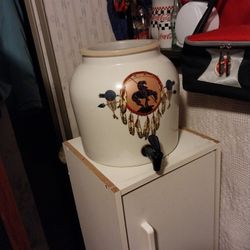 Water Crock For Sale ,Indian  Print On Front With Stand 