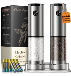 Electric Salt and Pepper Grinder Set – Automatic Salt and Pepper Shaker with Adjustable Coarseness, Large-Capacity Pepper Mill Kitchen Appliances and 