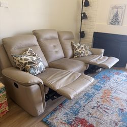 Reclining Beige Couch On Sale