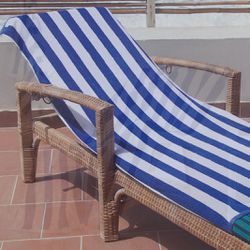 Cabana Pool Towels - 100% Cotton - Blue Strips (pack of 6)