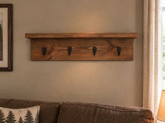 Rustic wood coat and key hanger