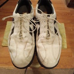 FOOTJOY{contour series}white leather lace up golf shoes{cleats}