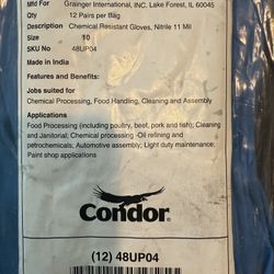 “Condor Chemical‑Resistant Gloves 11 mil Size 10 (12 pairs/Bag) – Unused in Sealed Bag