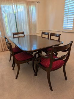 Ethan Allen Vintage Georgian Court Solid Cherry Dining Set (Table + 6 Chairs)