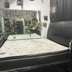 King Size bed frame and Mattresses & 2 Twin box soring