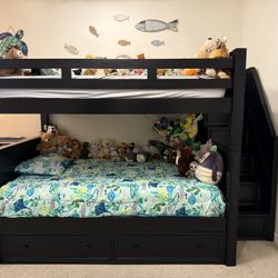 Full Over Full Bunk Beds with Mattresses and Sheet Sets