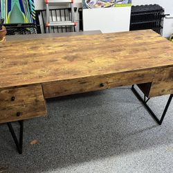 Modern Desk With 4 Drawers And Shelf On Front