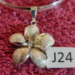 Italian 925 Sterling Silver Flower Pendant Necklace NEW $195
