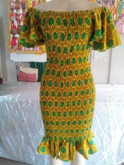African print stretch dress - size 4