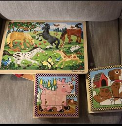 Melissa & Doug Wooden Animal Puzzle Set