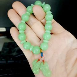 NEW 10mm green jade pixiu wealth health luck prosperity small bracelet