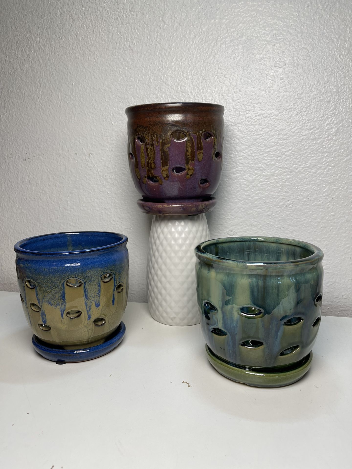 Ceramic Orchid Pots (6”tall x 6”wide $10 each)
