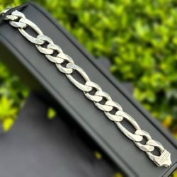 Jewelry .925 sterling silver Figaro link big boy bracelet 9.00” 15.40mm 78.10g