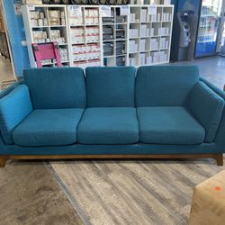 **Delivery Available** Article Ceni Lagoon Turquoise Teal Blue Sofa Mid-Century Modern 3-seater