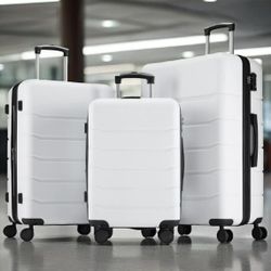 NEW in Box Set of 3 White Hardside Expandable Luggage with TSA Lock  