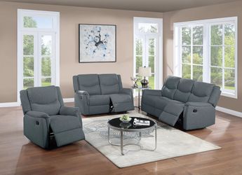 2 Piece Recliner Sofa & Recliner Loveseat-$685.00 (Recliner Chair-$215.00) – Dark Grey Color