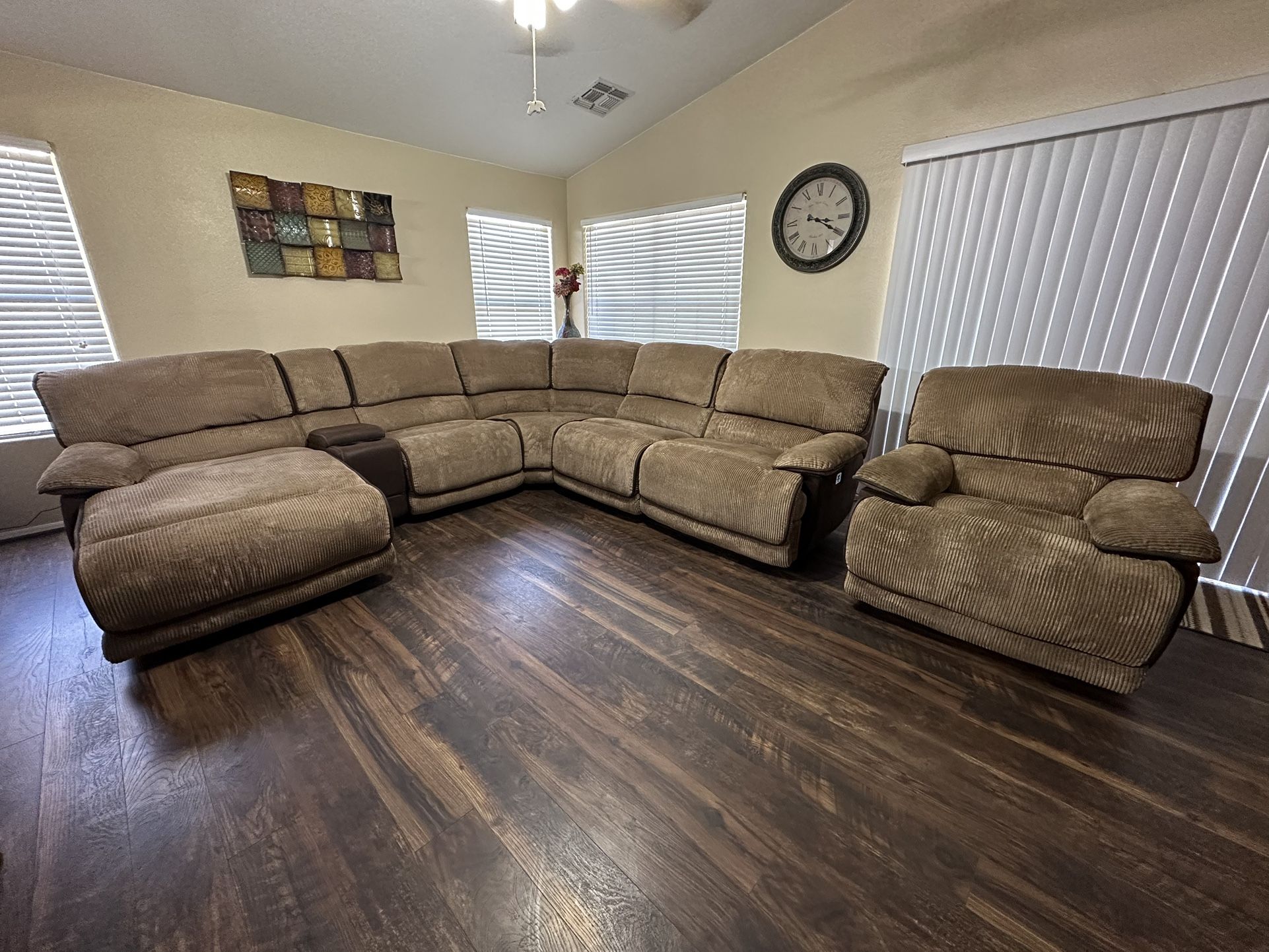 Sectional Couch From Man Wah Furniture 4 Recliner 6 Piece With Lounge, And Matching Chair