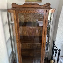 Antique Tiger Oak Curio Cabinet