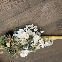 Luxury Orchid & Succulent Arrangement – Gold Base