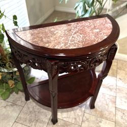 Hall table half moon stone top 33”,16”d ,33” height  great condition