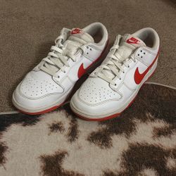 Red and White Nike Dunks