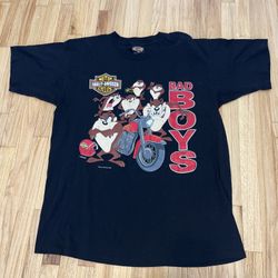 Vintage Harley Davidson Shirt 1993 Taz Bad Boys XL Fun Wear Single Stitch