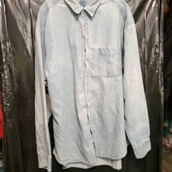 Vintage Wrangler Light Blue Denim Button Down Long Sleeve Shirt 