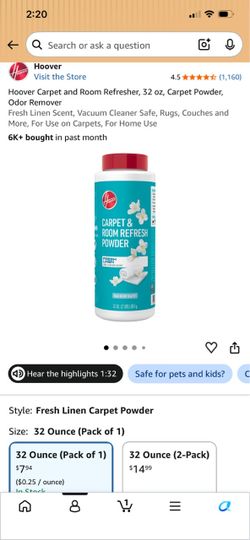 Hoover Carpet & Room Refresh Powder 32 oz
