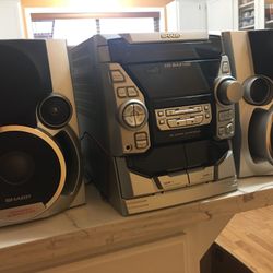 Sharp Bi-Amp System, Radio, Tape Recorder, 3 Disc Rotary Changer System, Sound System With Subwoofer 