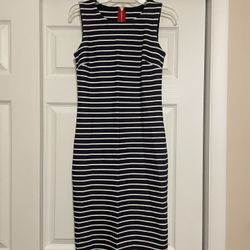 Tommy Hilfiger Navy & White Striped Midi Dress - Size XS
