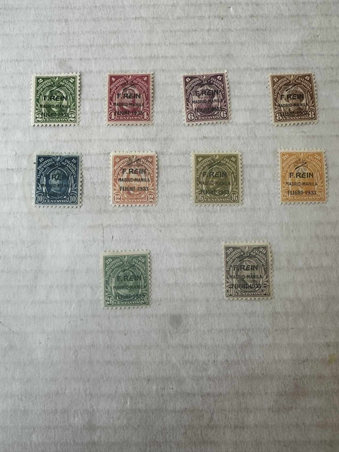 Philippines United States Airmail C36-45 Set Of Stamps