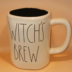 Rae Dunn Halloween " WITCH'S BREW " Black Inside Coffee Mug