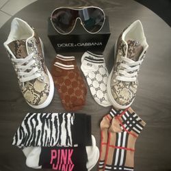Brand New- Snake Skin Sneakers, Socks , Sunglasses 