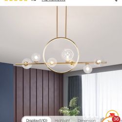 Bubi Modern Linear Gold Kitchen Island Light 7-Light Glass Globe Shade